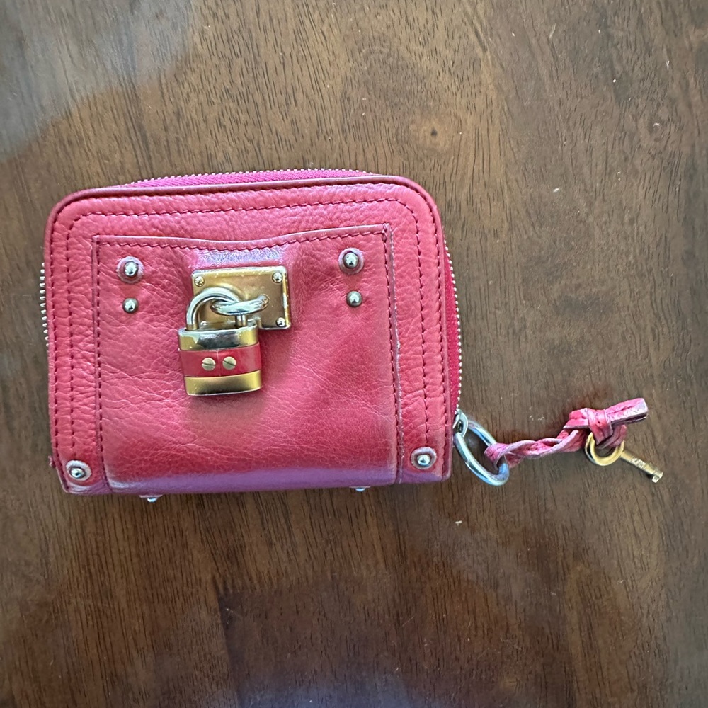Chloe paddington vermillion red leather studded wallet